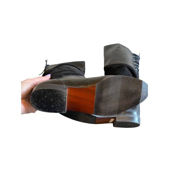 Bally Of Switzerland Black Leather and Suede Designer Lace Back Riding Boots 7.5 - Picture 4 of 7